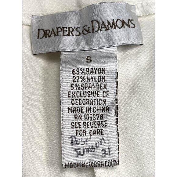 DRAPER'S & DAMON'S Womens SMALL Winter White Pull-On Stretch Knit Career PANTS - Picture 5 of 6